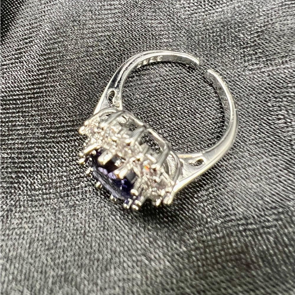 NIB S925 Stamped Amethyst and Zircon Princess Cut Oval Ring - Picture 10 of 15
